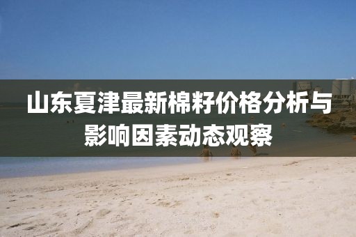 山東夏津最新棉籽價(jià)格分析與影響因素動(dòng)態(tài)觀察