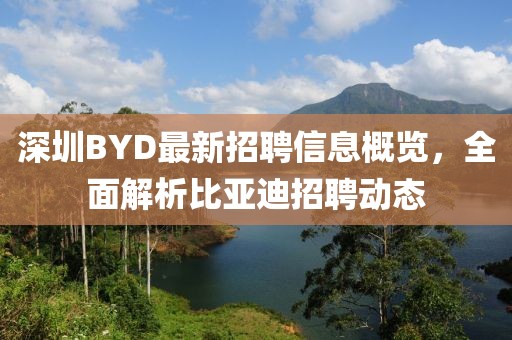 深圳BYD最新招聘信息概覽，全面解析比亞迪招聘動態(tài)
