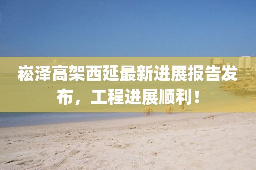 崧澤高架西延最新進(jìn)展報(bào)告發(fā)布，工程進(jìn)展順利！