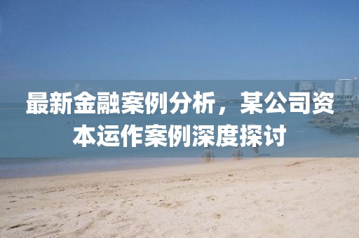 最新金融案例分析，某公司資本運(yùn)作案例深度探討