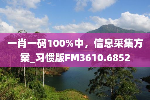 一肖一碼100%中，信息采集方案_習慣版FM3610.6852