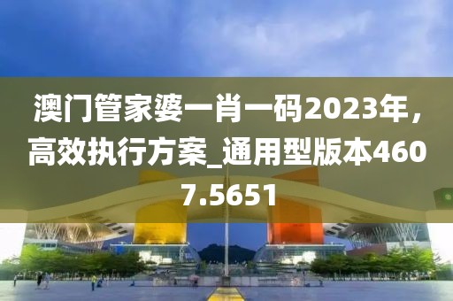澳門管家婆一肖一碼2023年，高效執(zhí)行方案_通用型版本4607.5651