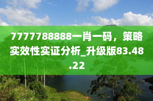 7777788888一肖一碼，策略實效性實證分析_升級版83.48.22