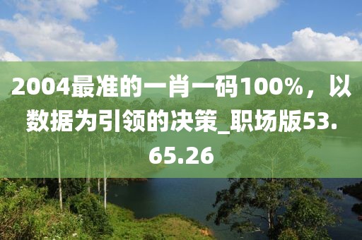 2004最準(zhǔn)的一肖一碼100%，以數(shù)據(jù)為引領(lǐng)的決策_(dá)職場(chǎng)版53.65.26